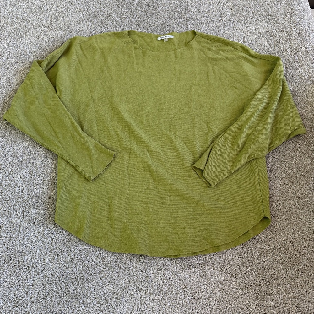 Vila Milano Sweater Womens XL Green Lightweight Knit Crew Long Sleeve Pullover